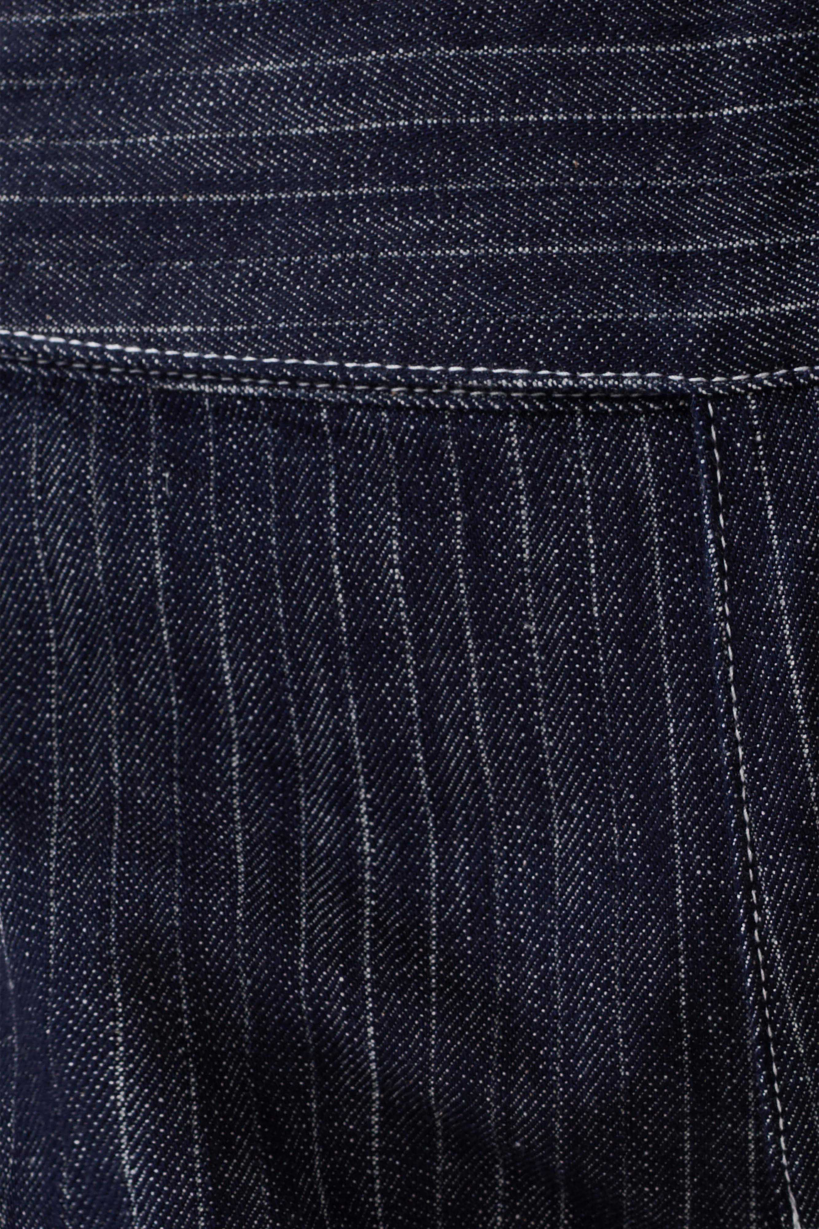 Sienna Flare Mid Rise Denim Jeans Indigo Pinstripe