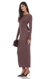 Open Back Bow Maxi Dress in Ash Brown