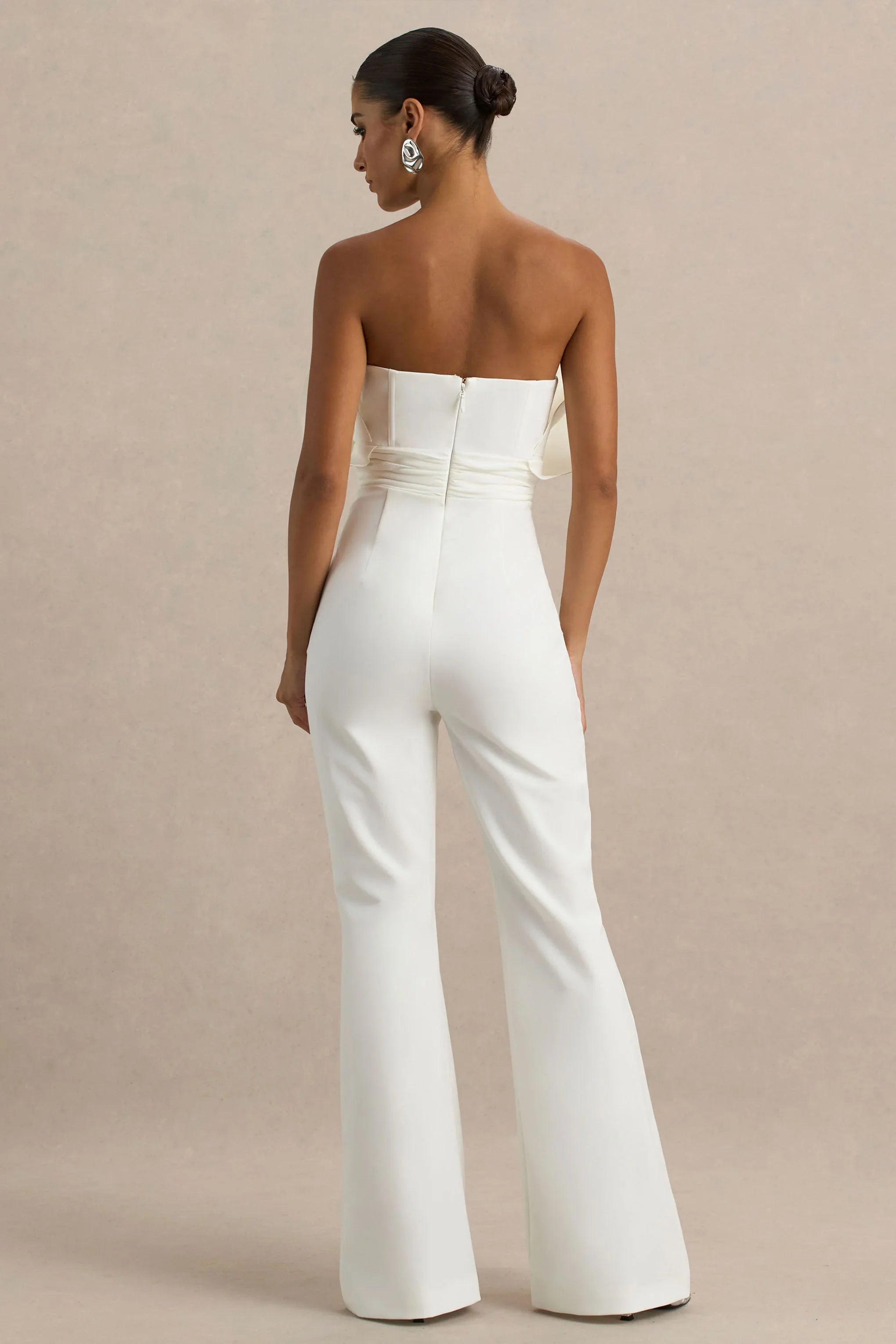Riga White Ruffled Asymmetric Jumpsuit