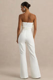 Riga White Ruffled Asymmetric Jumpsuit