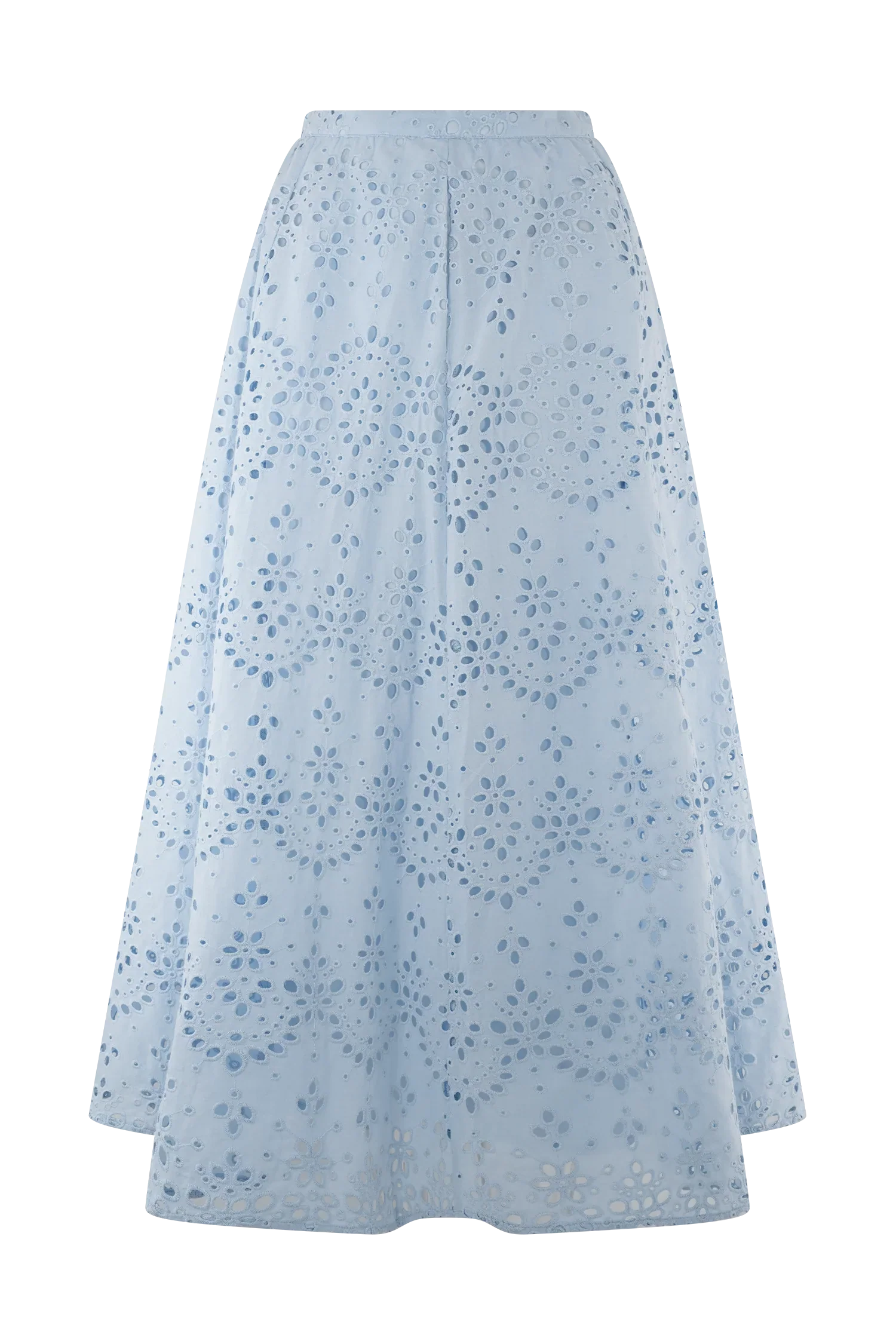 Arla Broderie Midi Skirt Pale Cornflower Blue