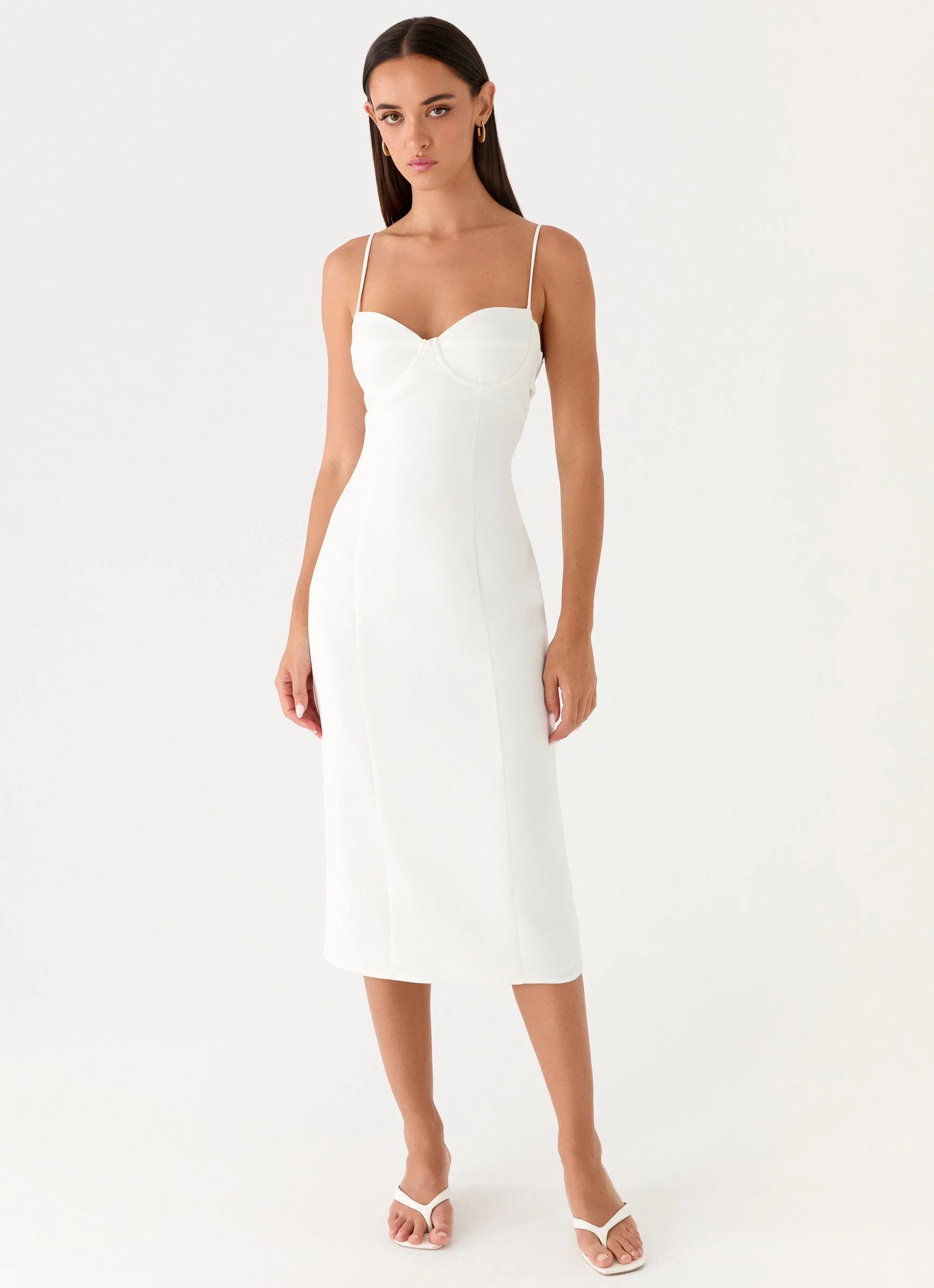 Asling Bustier Midi Dress White
