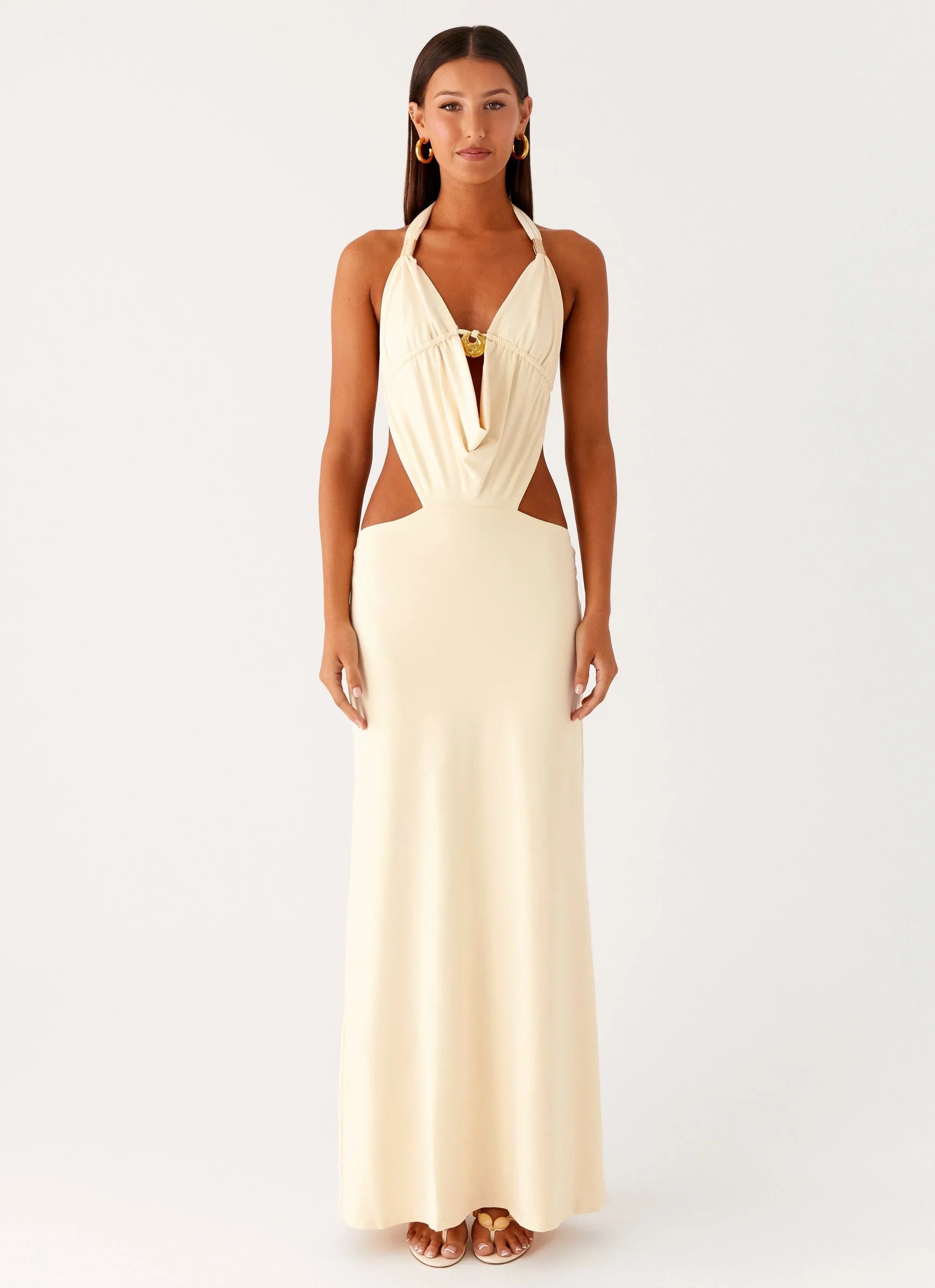 Torina Halter Maxi Dress Lemon
