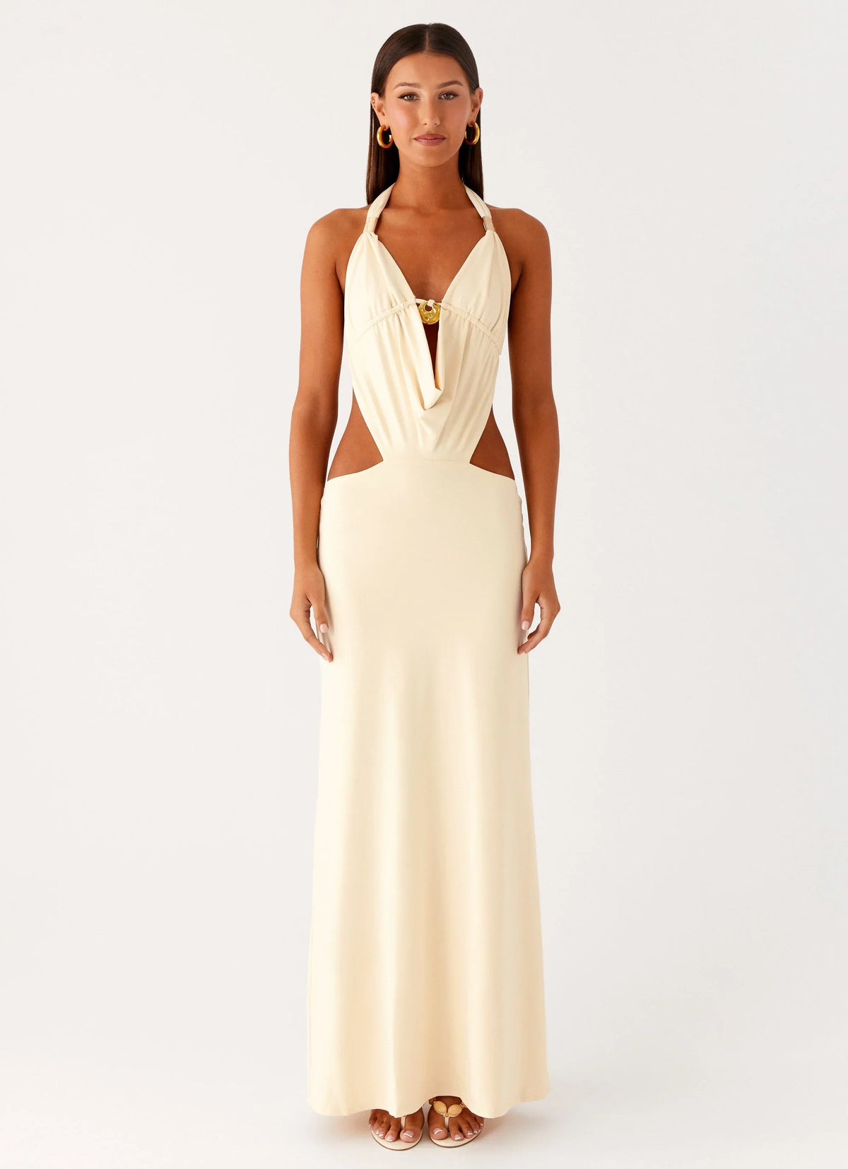 Torina Halter Maxi Dress Lemon