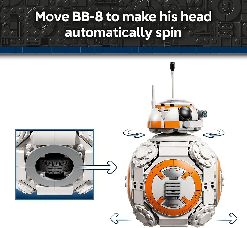 LEGO Star Wars BB 8 Astromech Droid Building Toy for Boys Girls Play Display Building Kit W Spinning Head Action Burner Arm for Kids Fans Ages 10 Gift Idea for Birthdays 75452