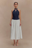 Ashwin Denim Cotton Midi Dress Indigo Blue
