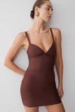 Maison Bandage Knit Mini Dress Chocolate