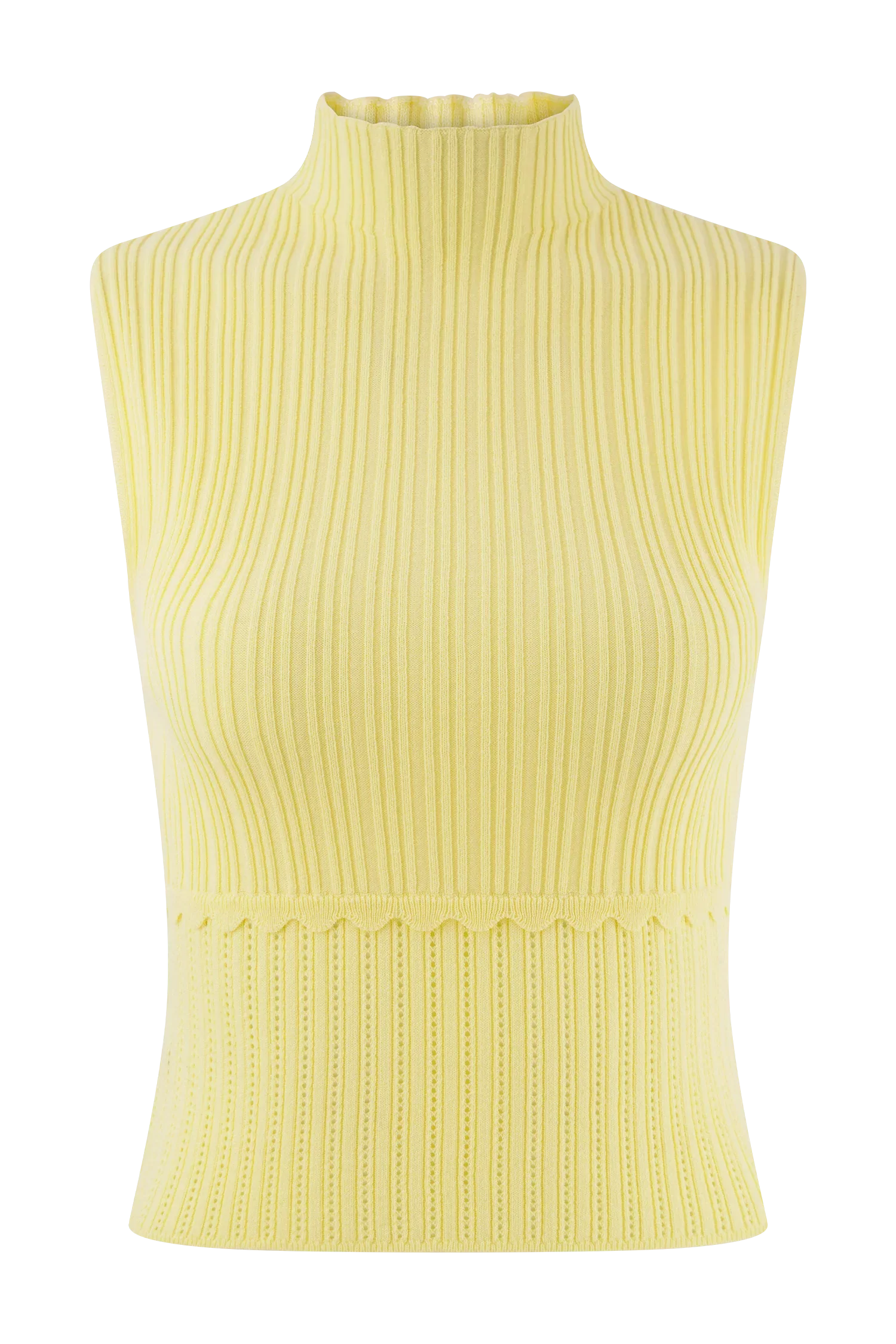 Indy Pointelle Knit Top Lemon