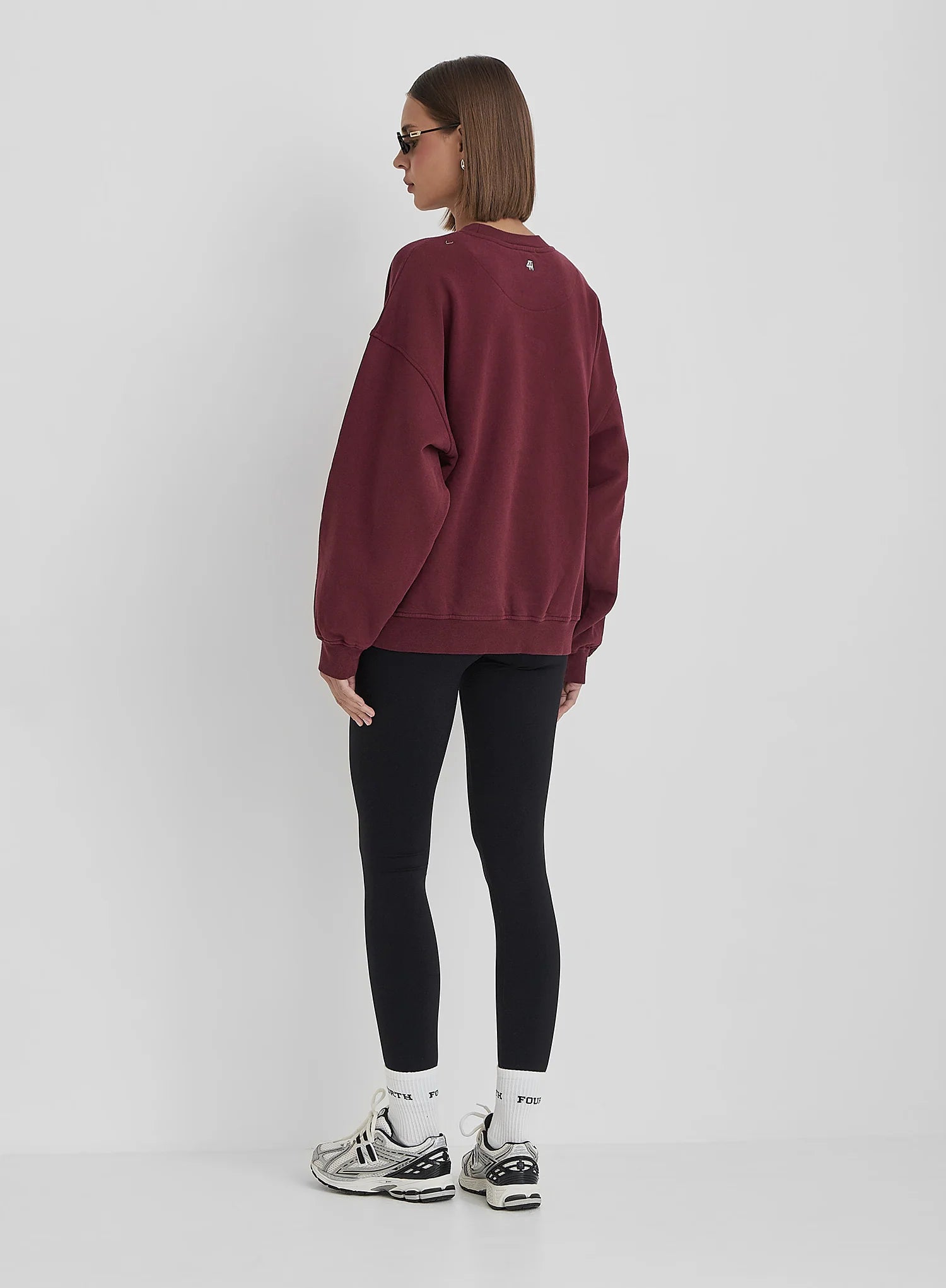 Burgundy Distressed Fourth Slogan Oversized Sweatshirt