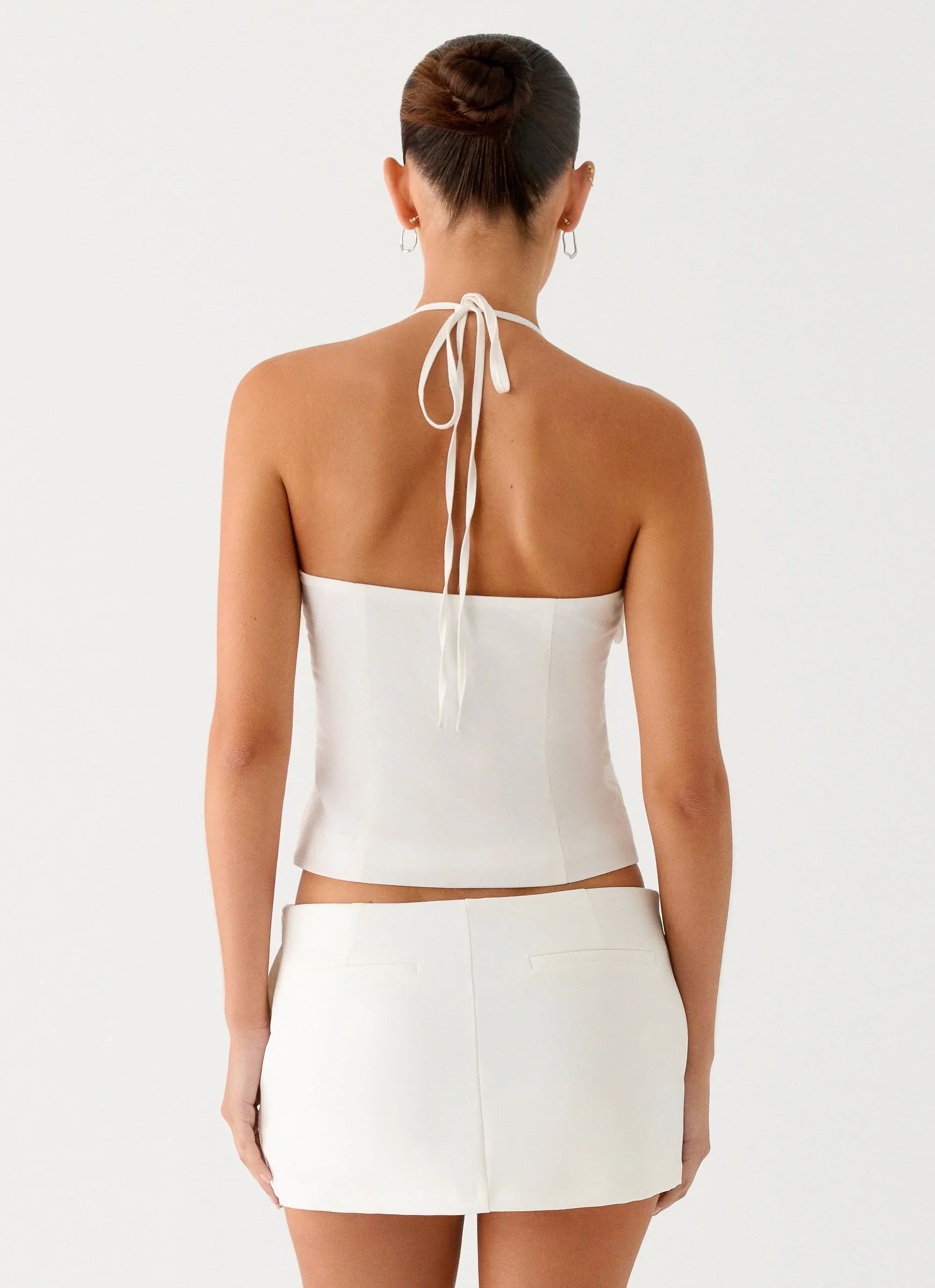 Lori beaded Halter Top Ivory