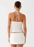 Lori beaded Halter Top Ivory
