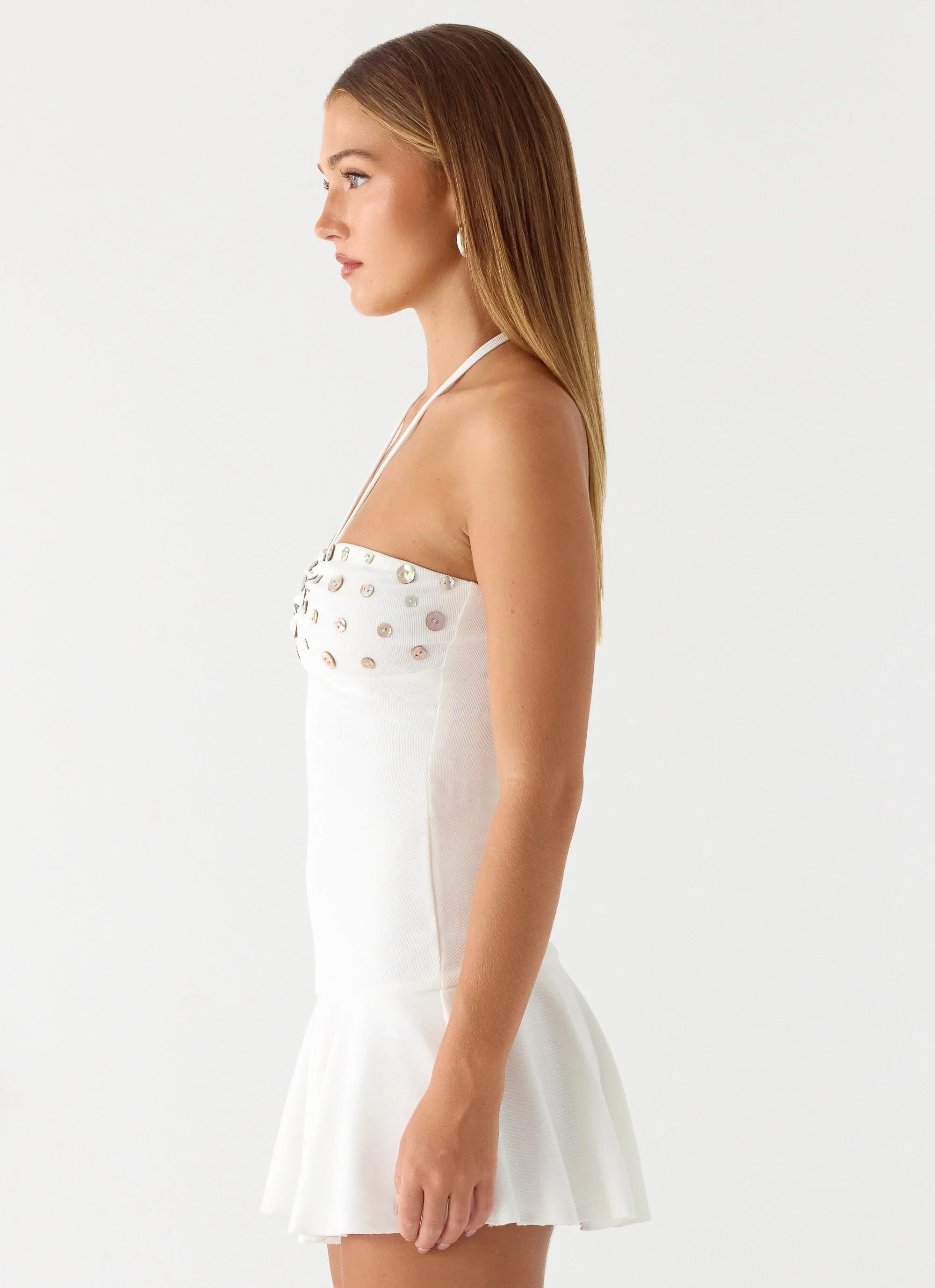 Sabelle Halter Mini Dress White