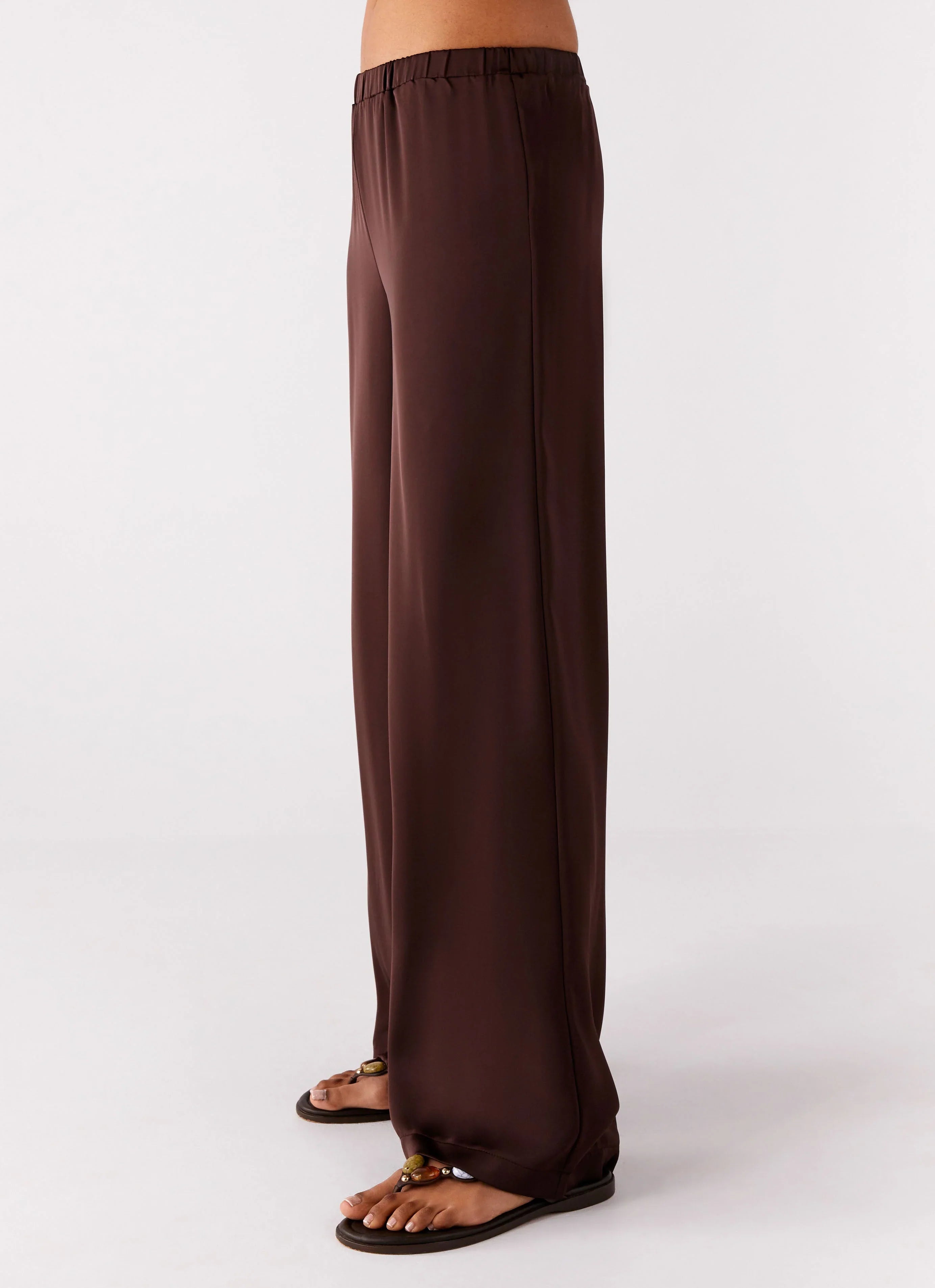 Palm Cove Satin Pants Chocolate