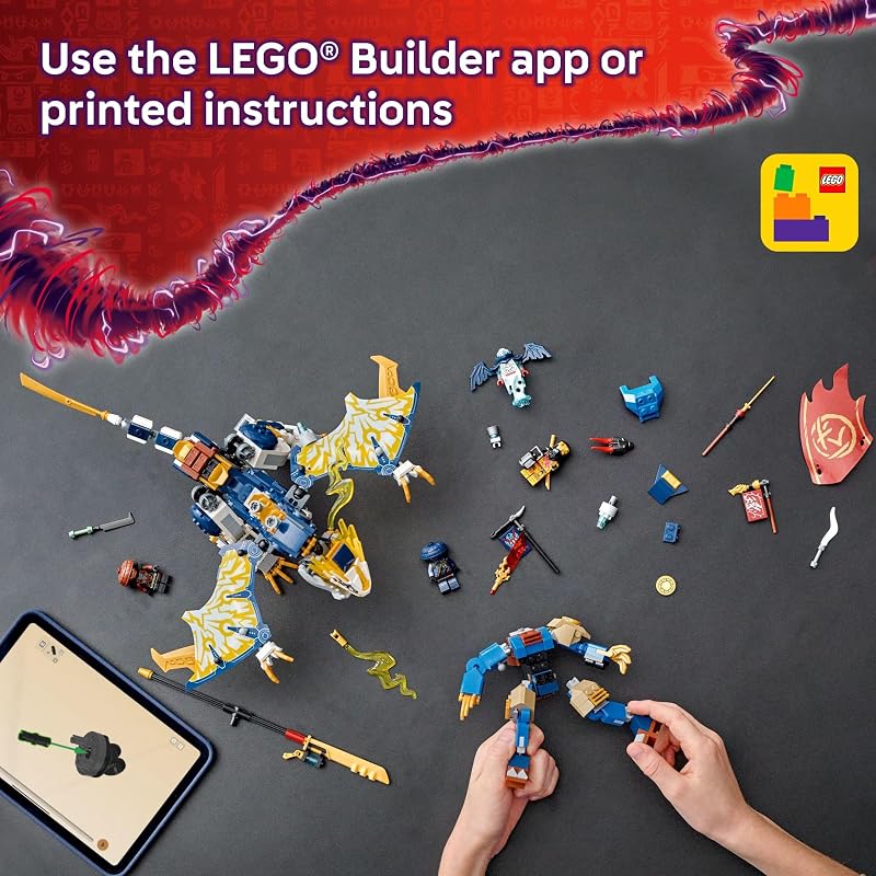 LEGO NINJAGO Rogues Mech Dragon Rider Building Toy Dragons Rising Play Set 4 Ninja Toy Minifigures for Boys Girls Ages 8 2 Ways to Build Play Gift Idea for Birthdays 71843