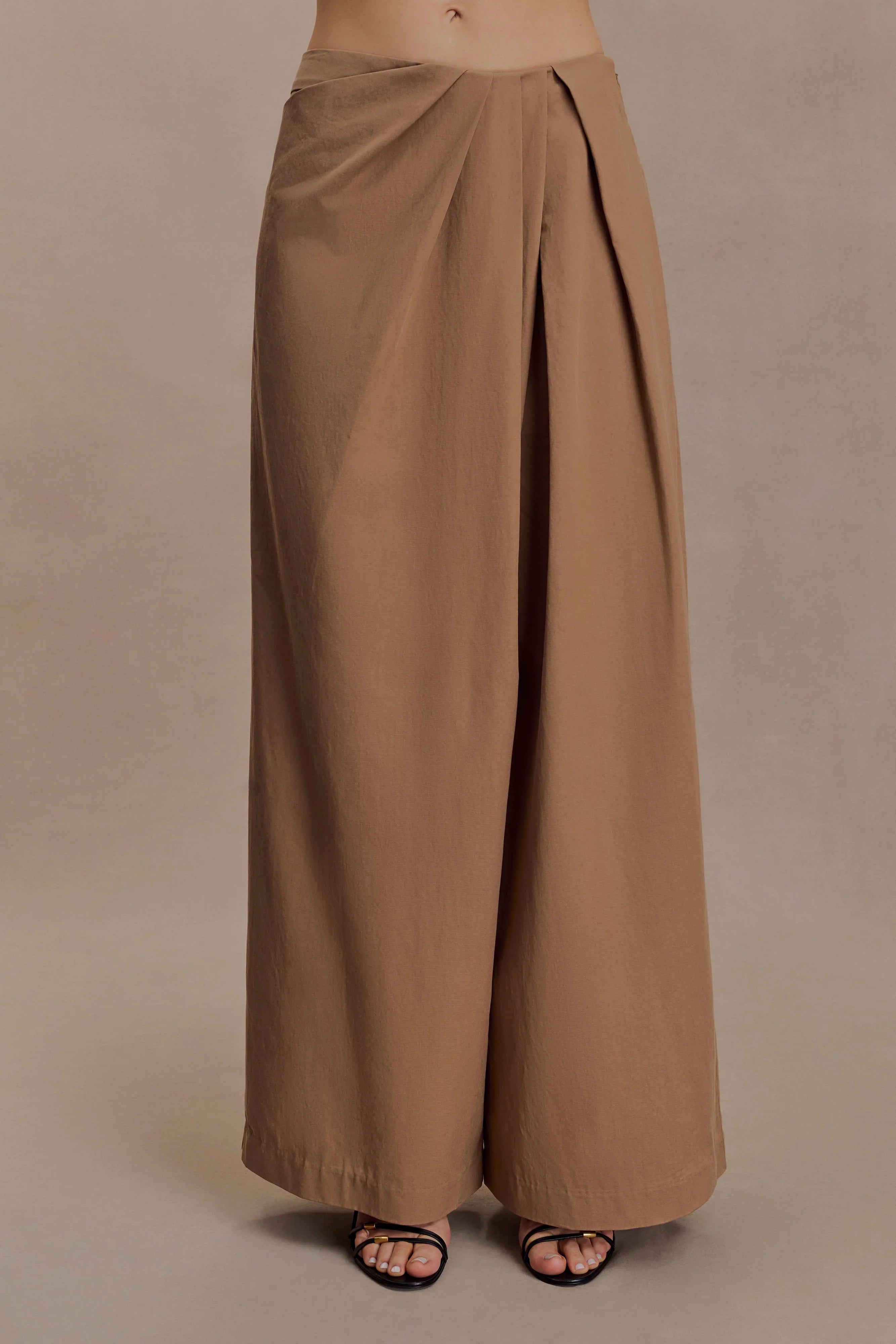Owen Draped Wide Leg Pants Mocha