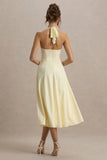 Auburn Pale Lemon Halter Neck Midi Dress