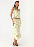 Breanne Midi Skirt Yellow Polka Dot