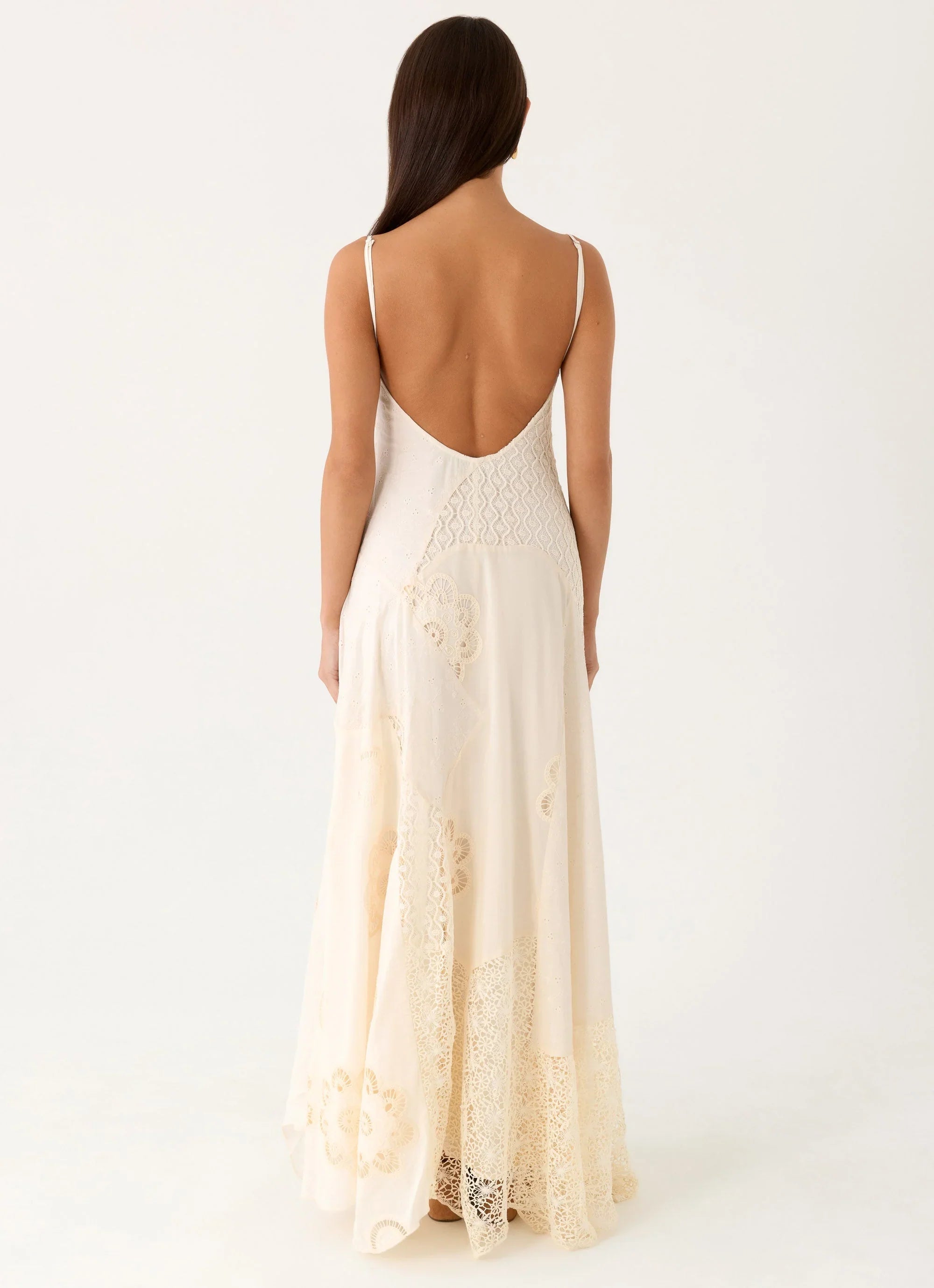 Fabienne Spliced Cotton Maxi Dress Ivory