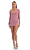 Crepe Rhinestone Slit Dress in Mauve