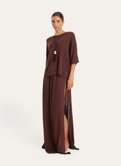 Brown Semi Sheer Short Sleeve Top