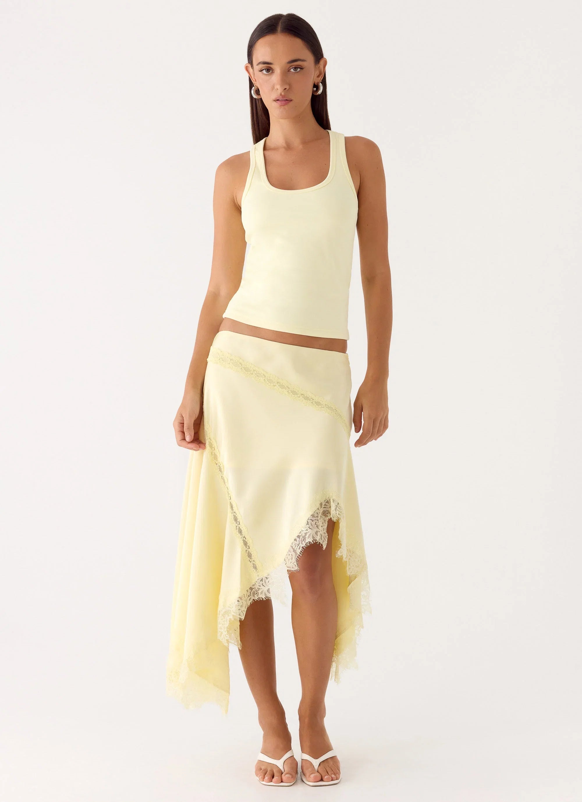Suay Asymmetrical Midi Skirt Yellow