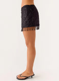 Overload Beaded Mini Skirt Black