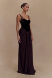 Roxanne Velvet Corset Maxi Dress Cacao Brown