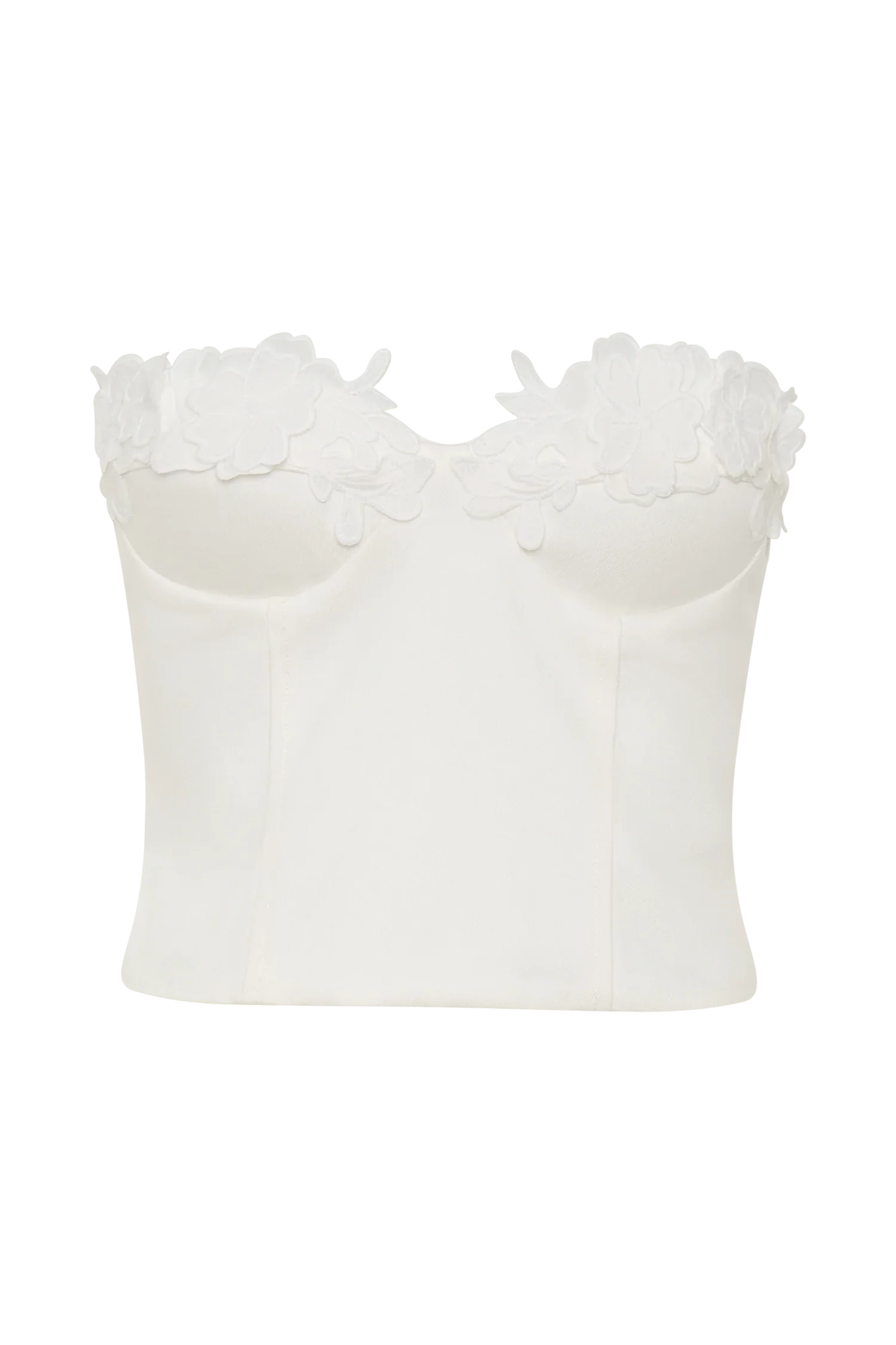 Melany Applique Denim Bustier White