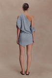 Gabriella Draped Mini Dress Charcoal Blue Marle