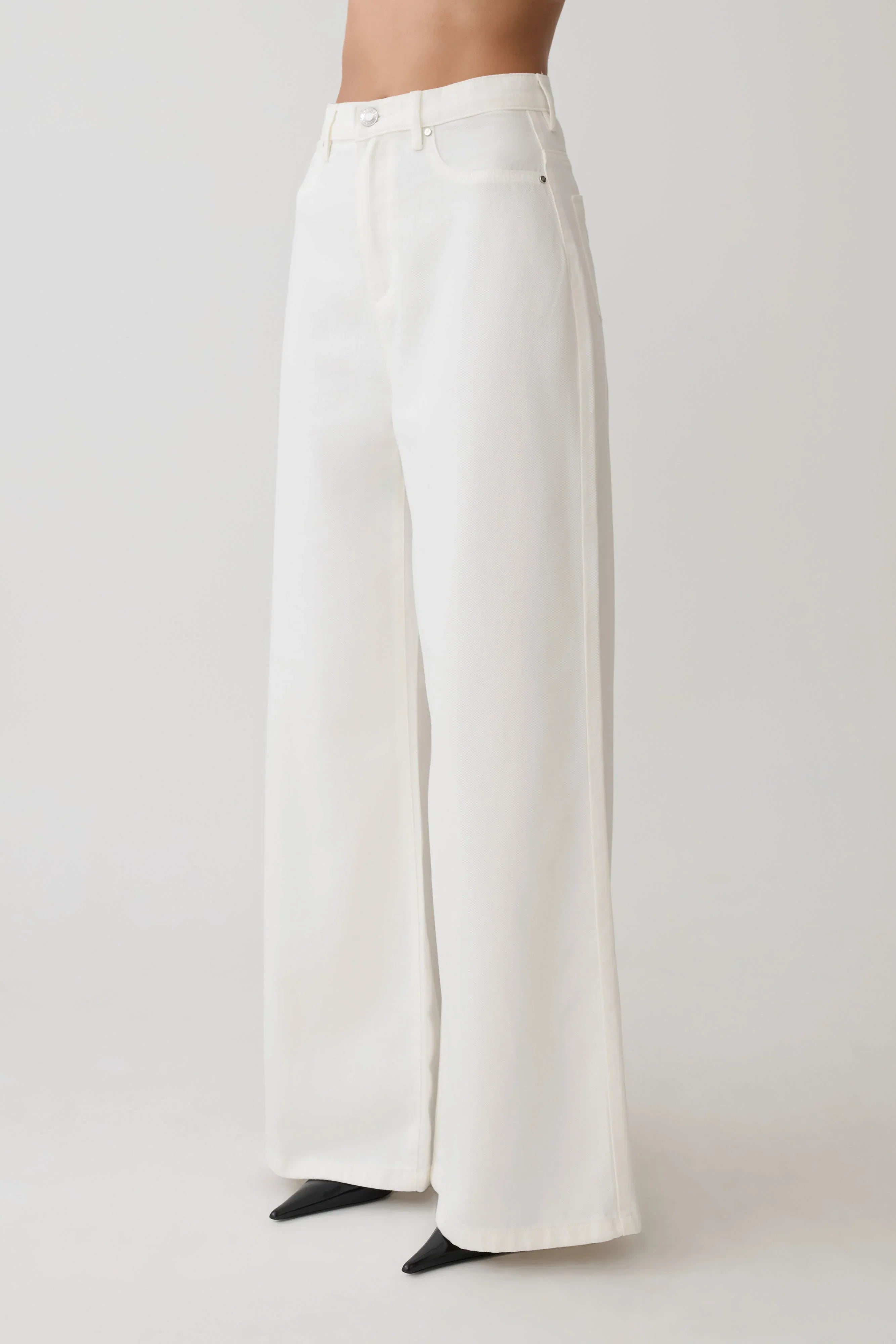 Shae Wide Leg Denim Jeans White