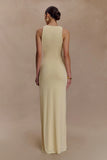 Stella Draped Slinky Maxi Dress Pale Lemon
