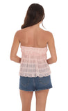 Smocked Strapless Babydoll Top in Pink