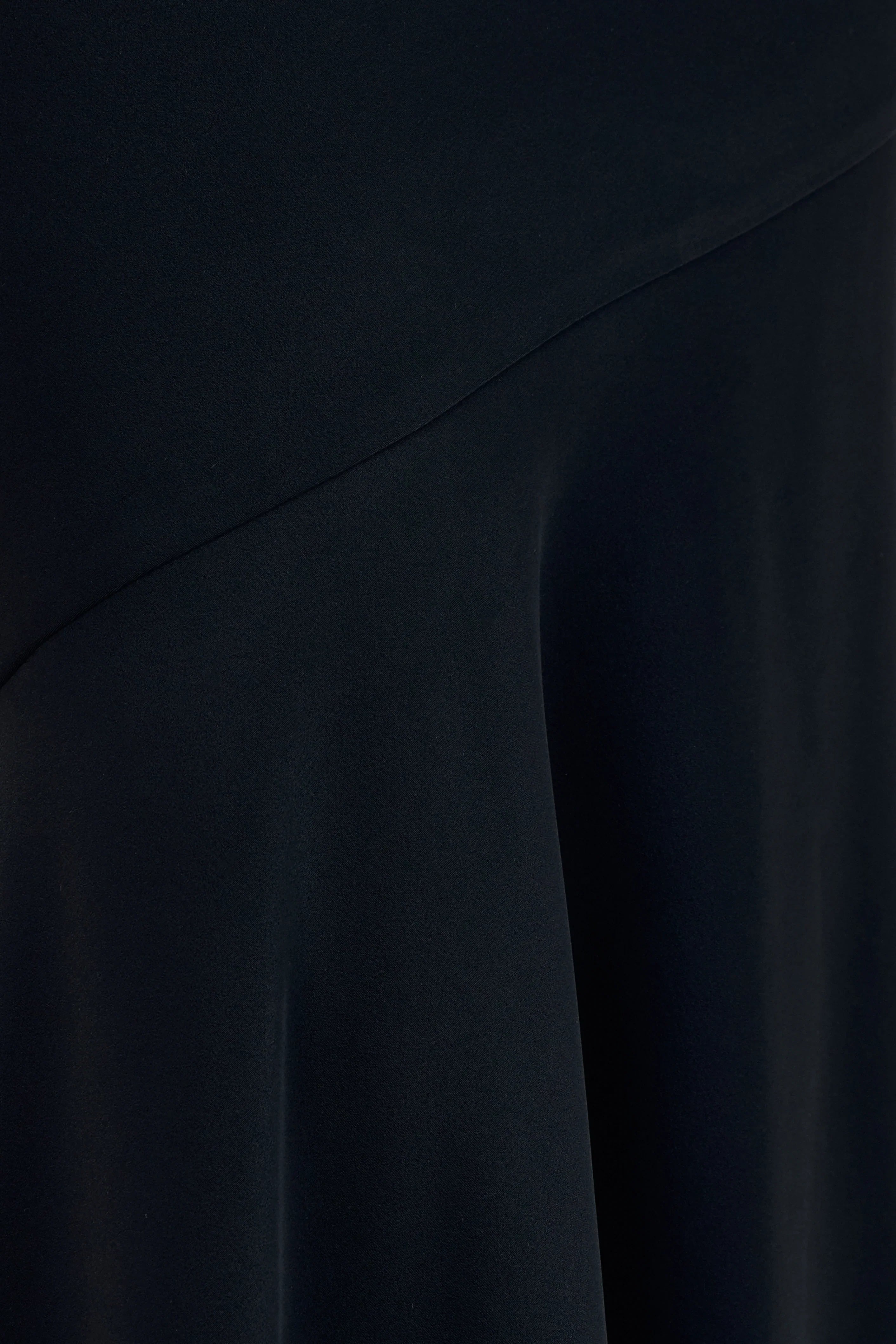 Vayla Black Matte Satin Asymmetric Drop Waist Maxi Skirt