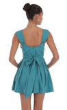 Double Bow A Line Dress in Turquoise Blue