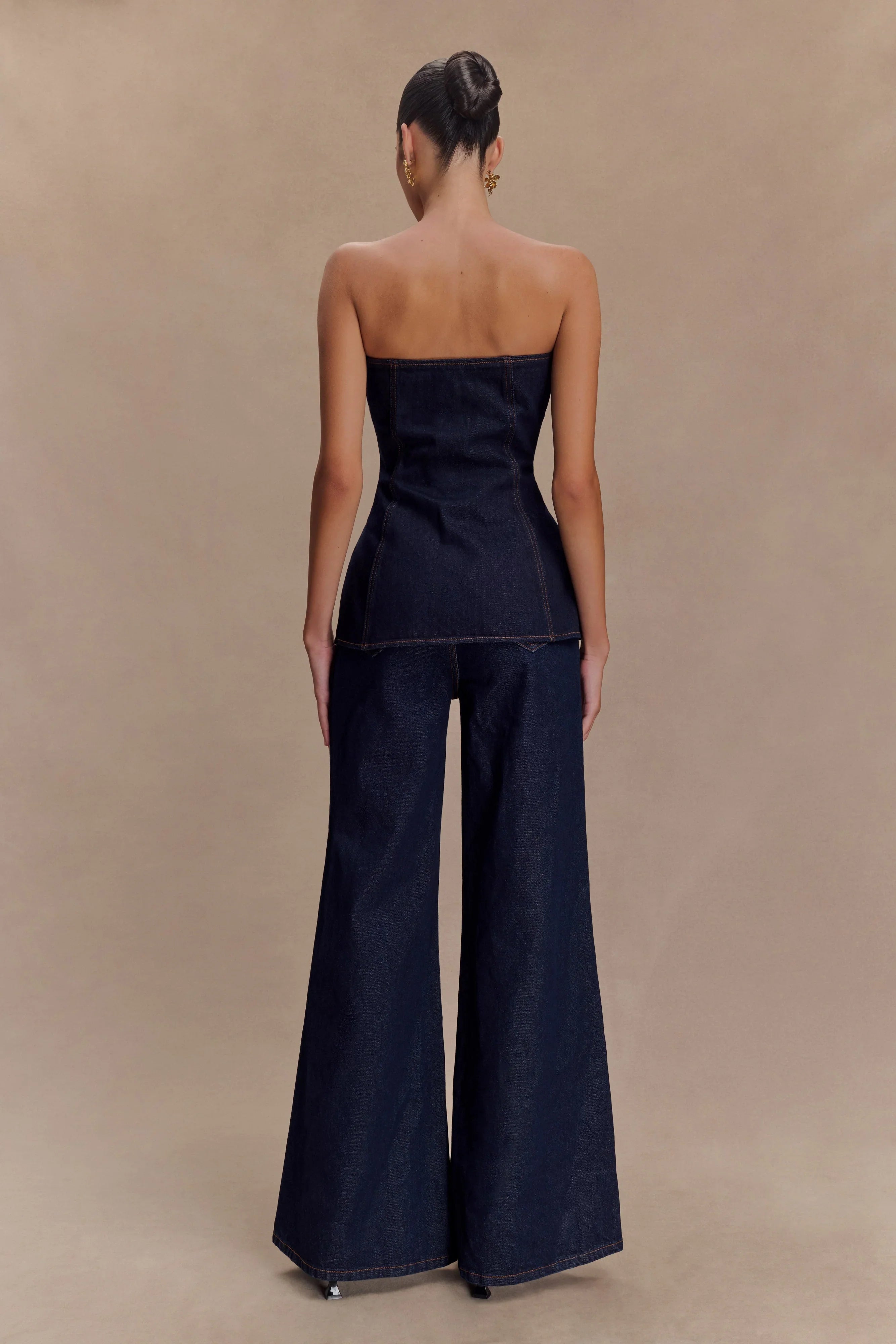 Jen Wide Leg Flare Denim Jeans Indigo Blue