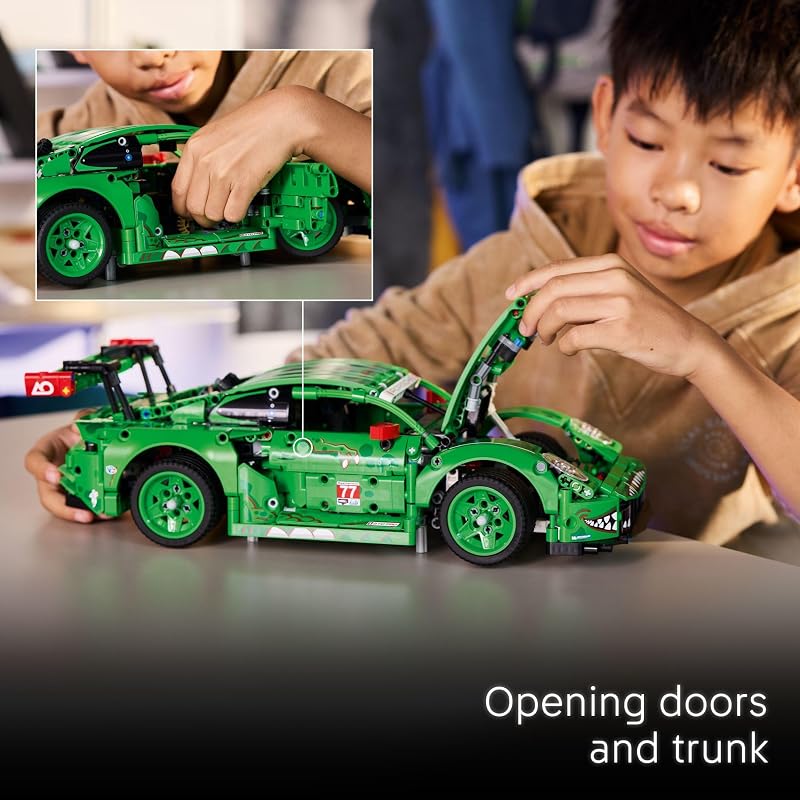 LEGO Technic Porsche 911 GT3 R Rexy AO Racing Car Building Toy for Boys Girls Car Toy W Realistic Steering 6 Cylinder Engine for Kids Auto Fans Ages 11 Gift Idea for Birthdays 42224