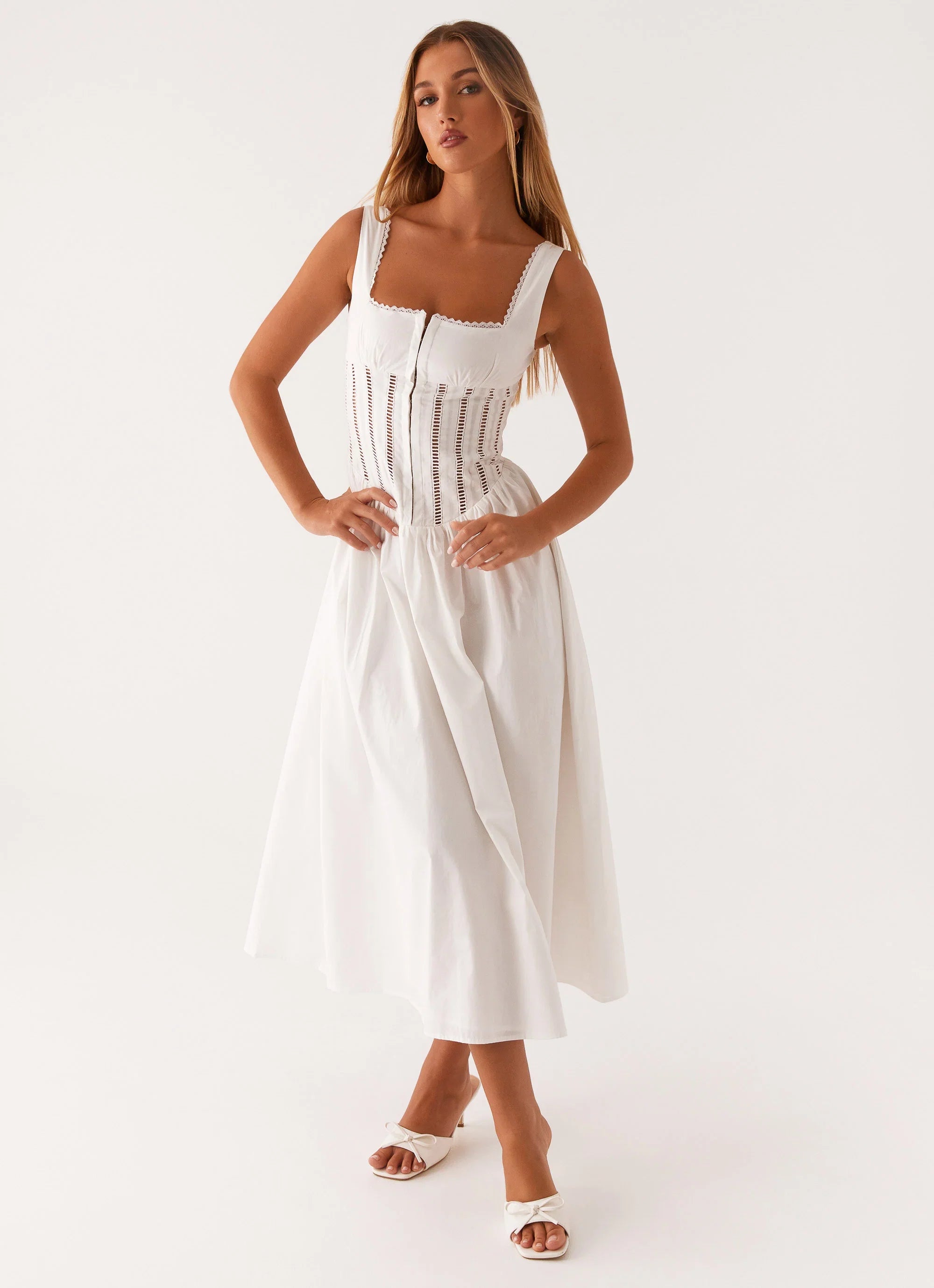 Waiting On You Midi Dress White