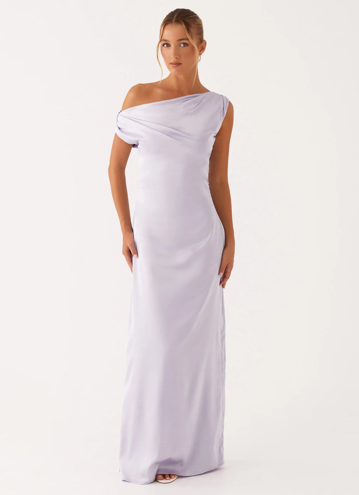 Heart Of Glass Satin Maxi Dress Lilac