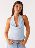Charli Cowl Top Blue
