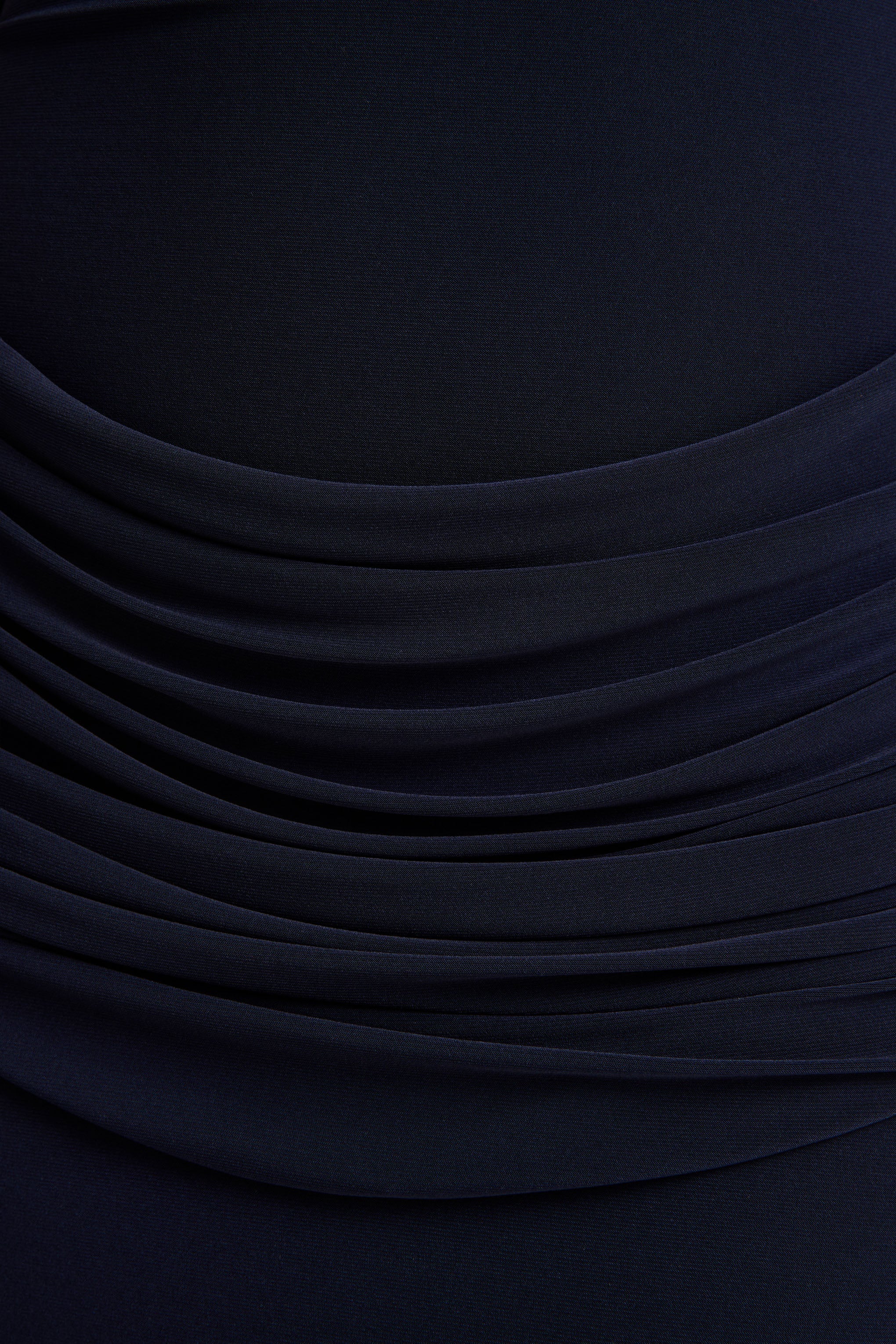 Hesperia Navy High Neck Maxi Dress With Draped Detailing And Scarf