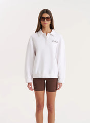 White Branded Polo Sweatshirt