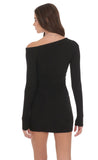 Off Shoulder Henley Dress in Black