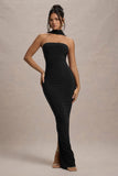 Nobu Black Bandeau Maxi Dress With Halter Collar