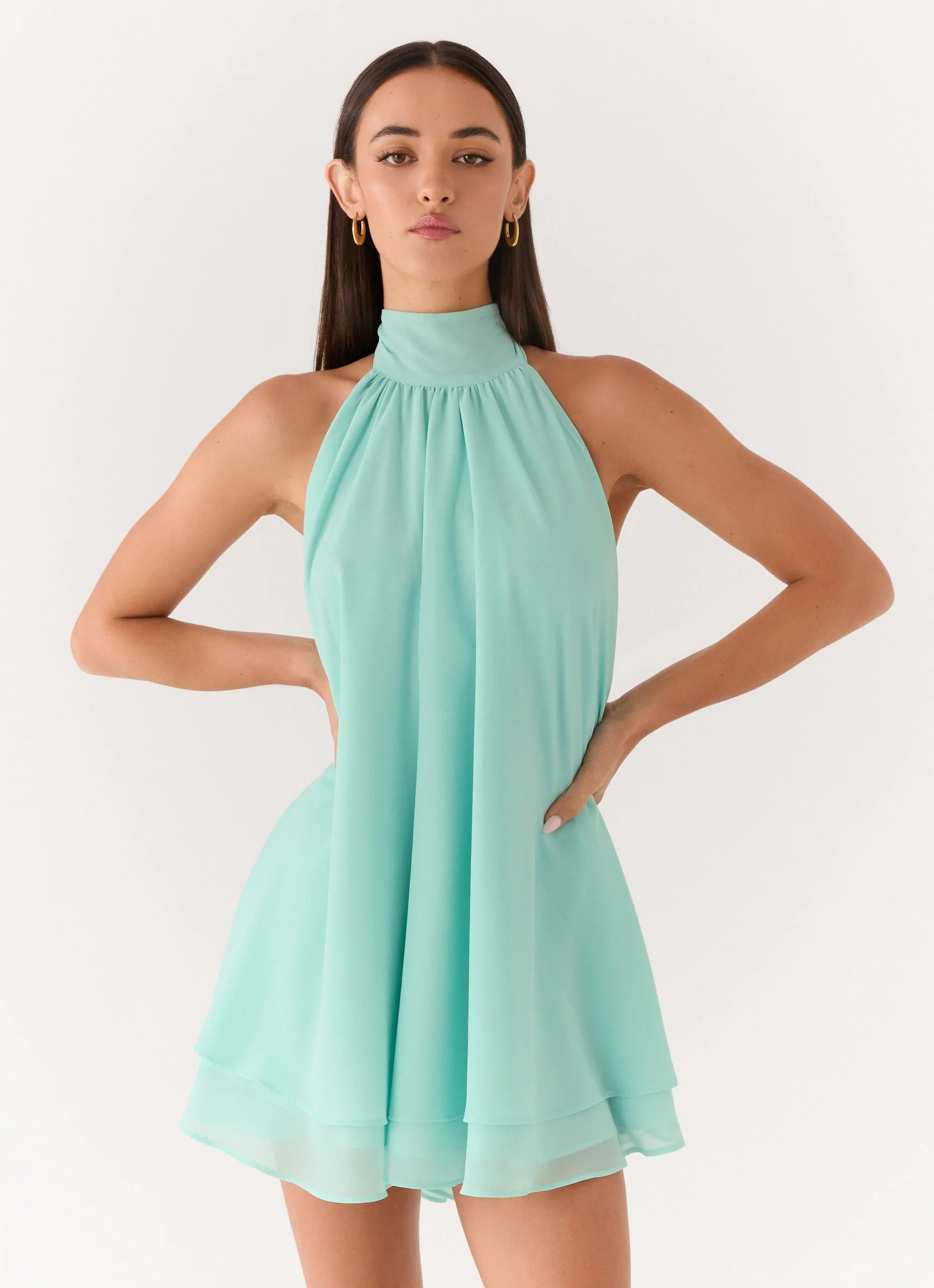 Lyrah Halter Mini Dress Mint