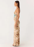 React Strapless Maxi Dress Desert Blur