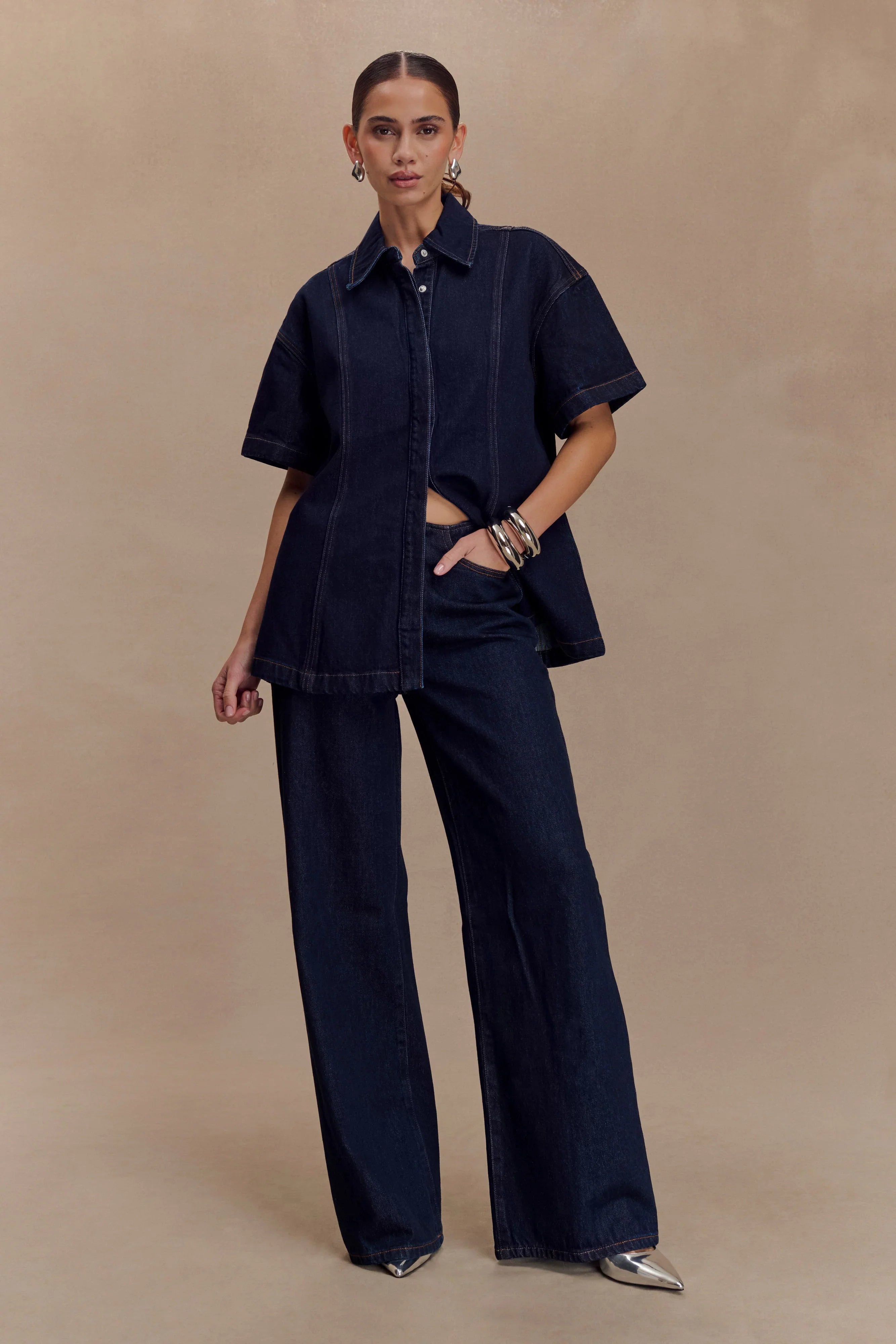 Maya Oversized Denim Shirt Indigo Blue