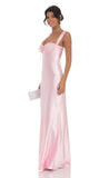 Satin Lace Bust Dress in Pink
