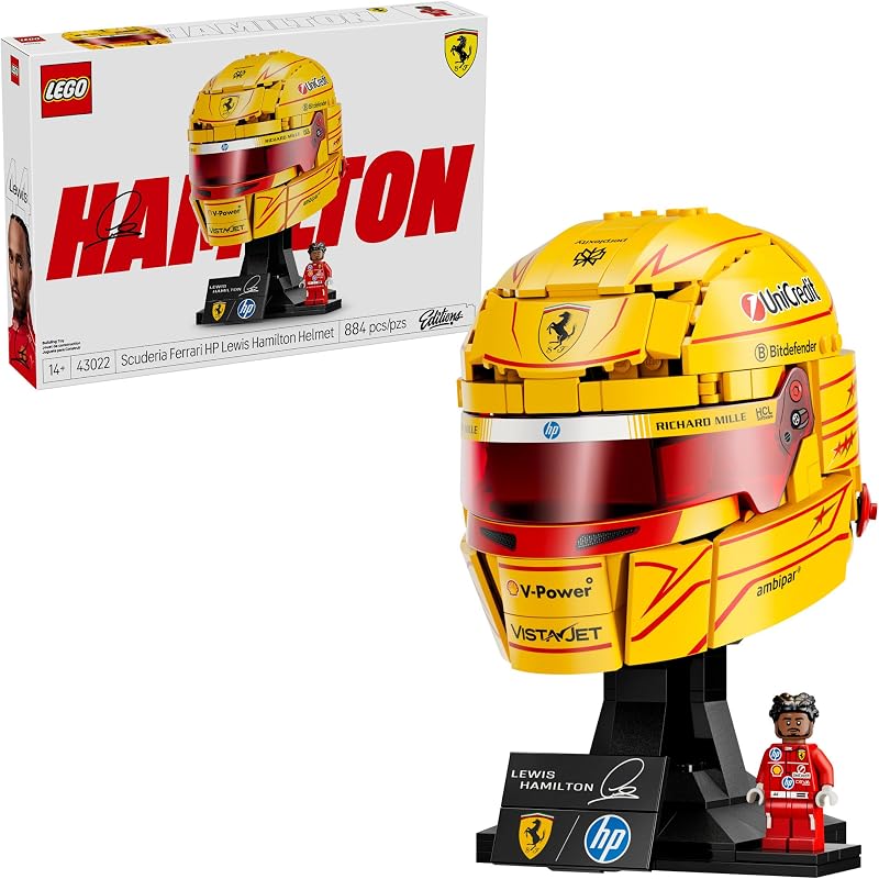 LEGO Editions Scuderia Ferrari HP Lewis Hamilton Helmet Building Set for Teens Ages 14 Collectible F1 Display Bedroom or Home Office Decor Gift for Racing Fans 43022