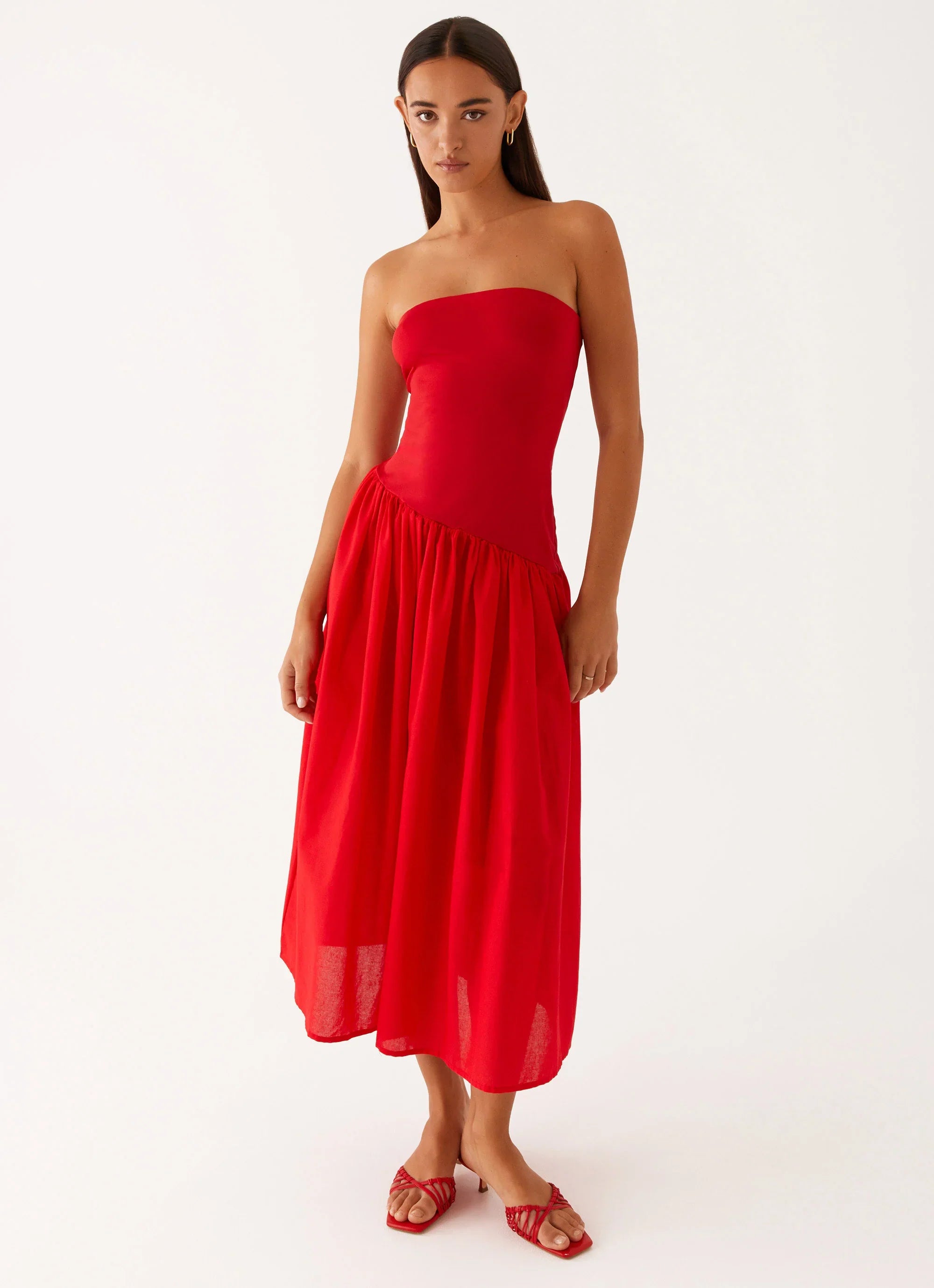 Domino Effect Midi Dress Red