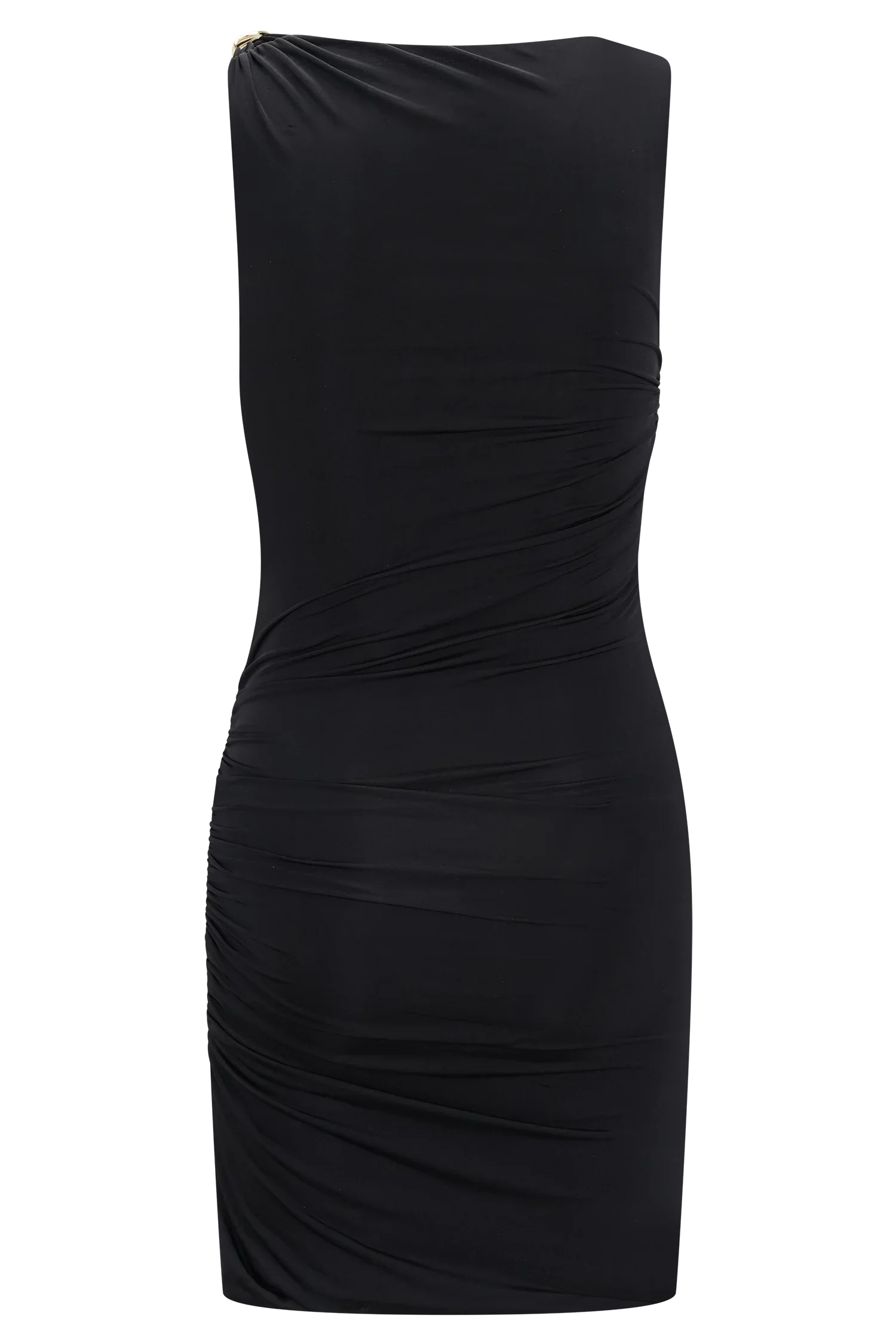 Amia Slinky Sleeveless Mini Dress With Hardware Black